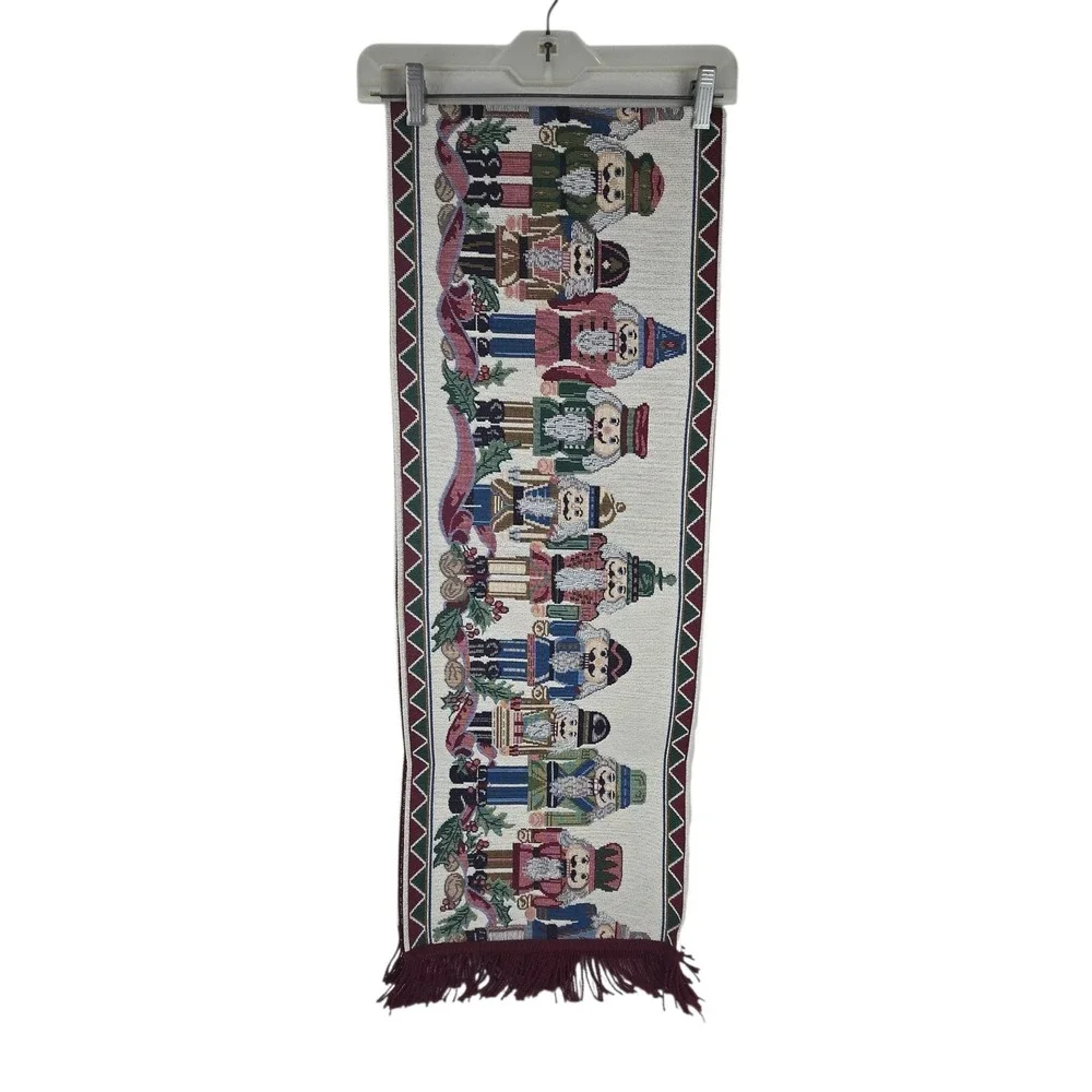 Vintage Table Runner Nutcracker Woven Tapestry Christmas Red Green 68x12